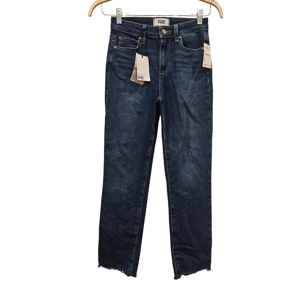 NWT Paige Hoxton Slim Crop Jeans Darcelle Distressed High Rise Raw Hem 25 NEW
